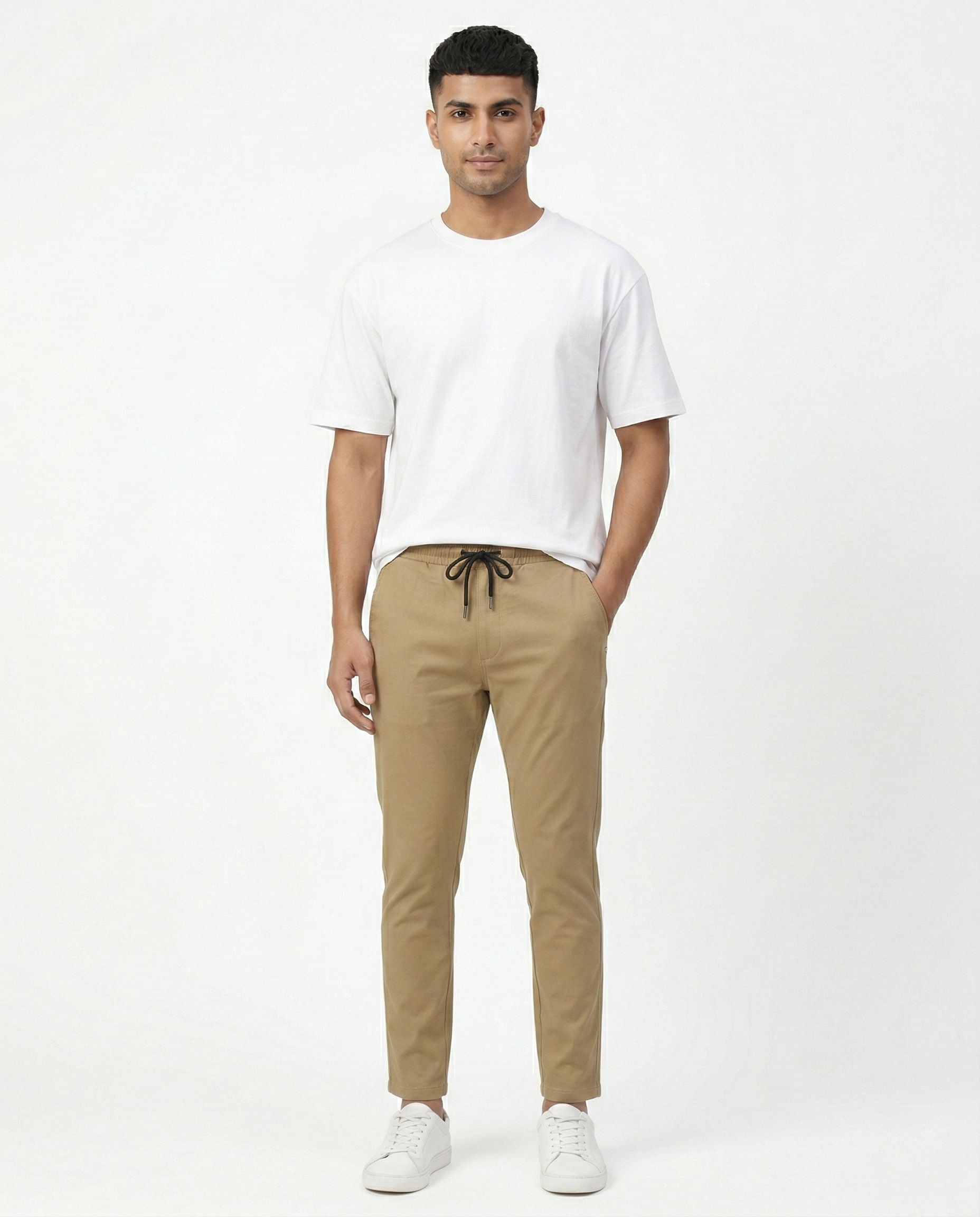 Premium Soft Twill | Slim Fit Tapered Trousers - Khaki