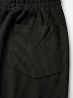 Urban Soft Ribbed Trousers | Baggy Fit Wide Leg - Jet Black