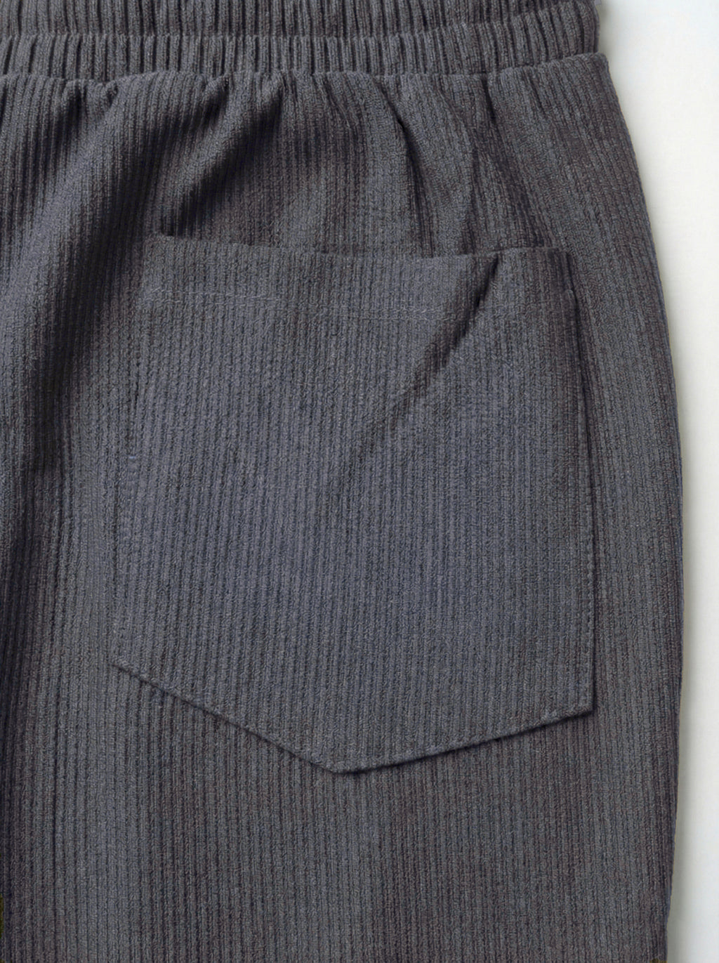 Urban Soft Ribbed Trousers | Baggy Fit Wide Leg - Dark Grey