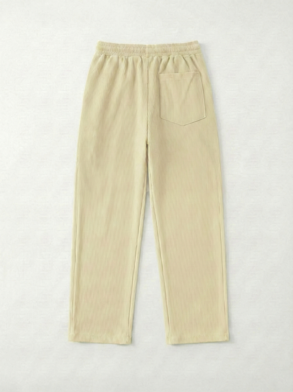 Urban Soft Ribbed Trousers | Baggy Fit Wide Leg - Cream