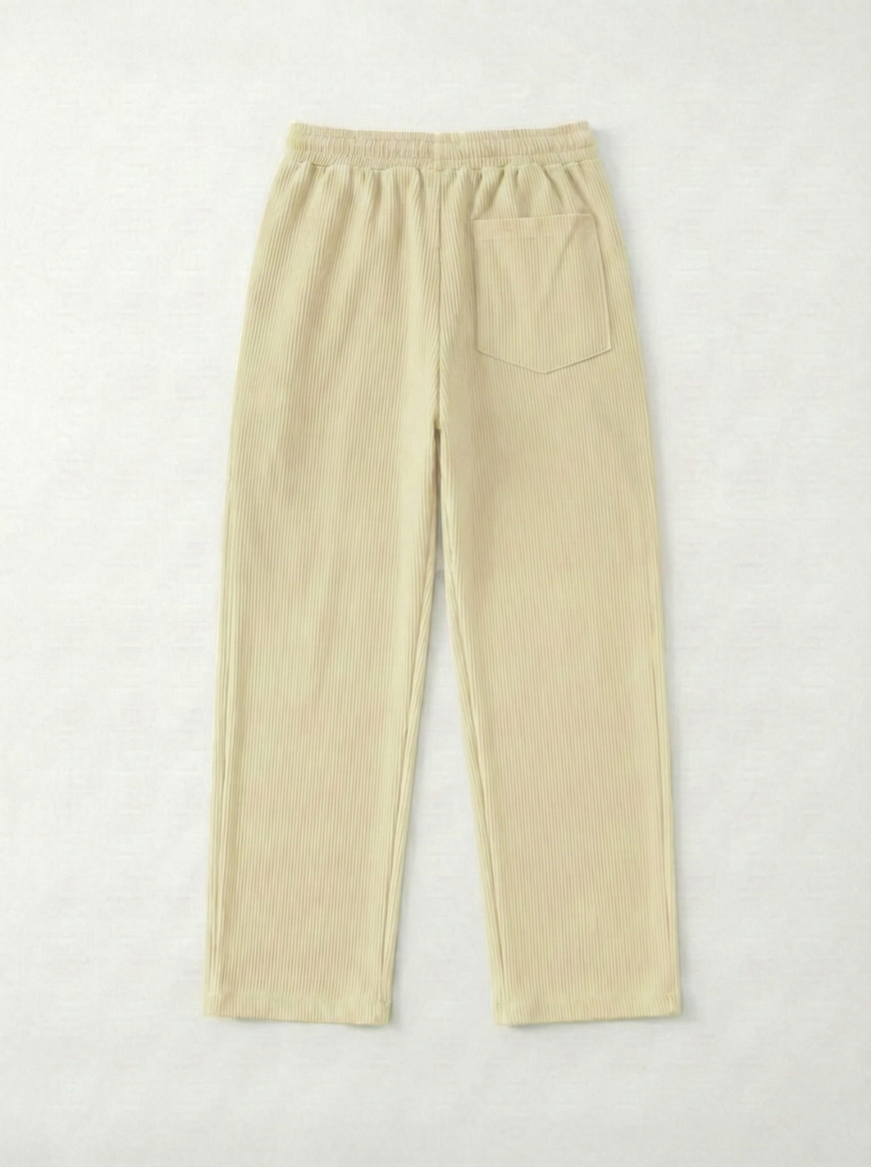 Urban Soft Ribbed Trousers | Baggy Fit Wide Leg - Cream
