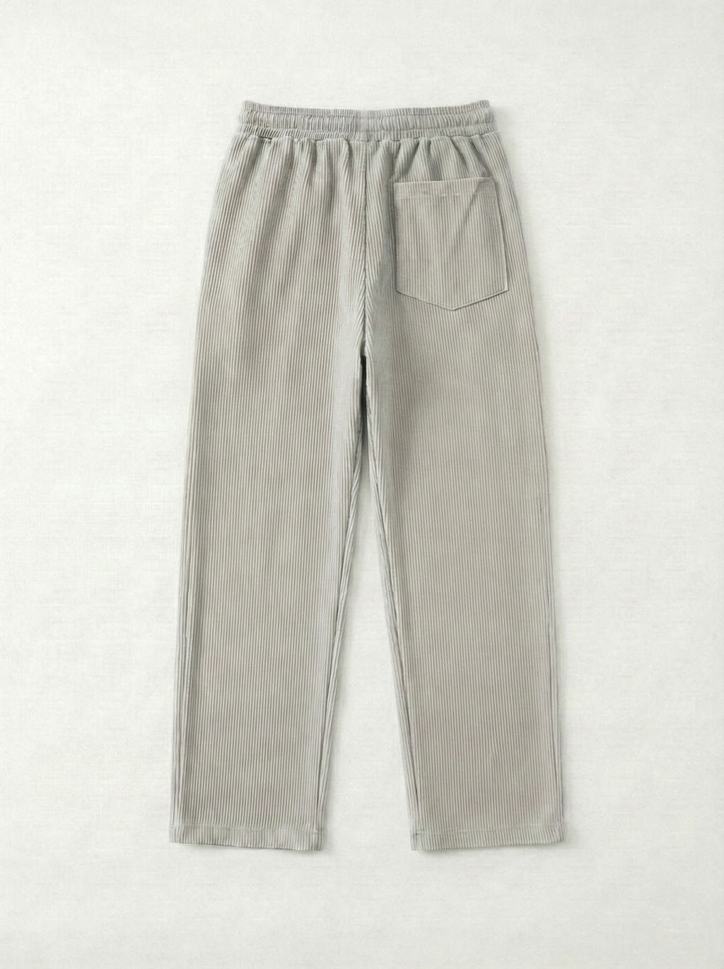 Urban Soft Ribbed Trousers | Baggy Fit Wide Leg - Light Grey