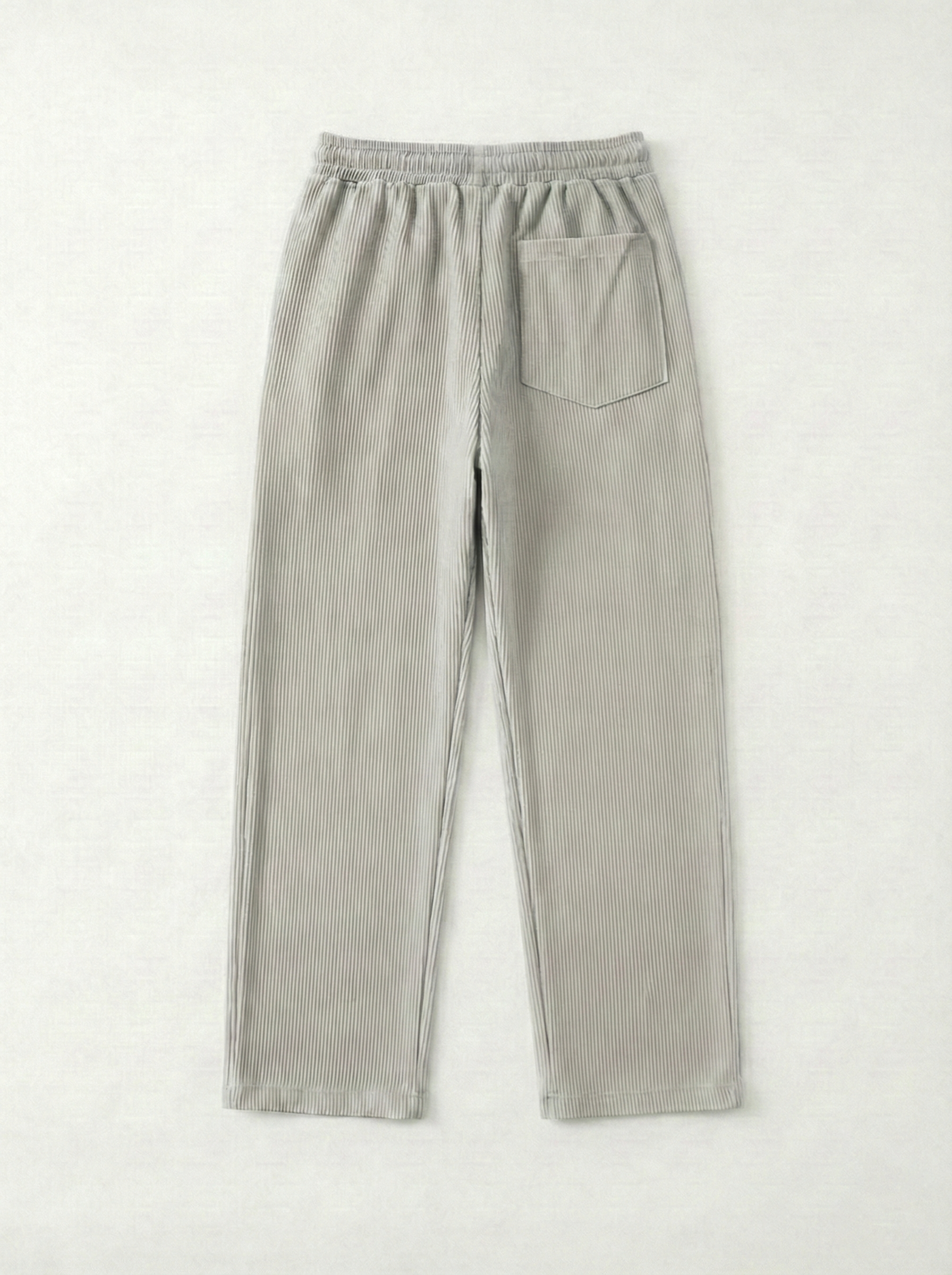 Urban Soft Ribbed Trousers | Baggy Fit Wide Leg - Light Grey