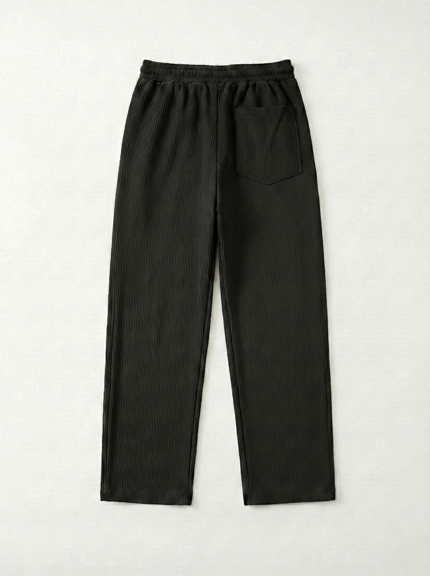 Urban Soft Ribbed Trousers | Baggy Fit Wide Leg - Jet Black
