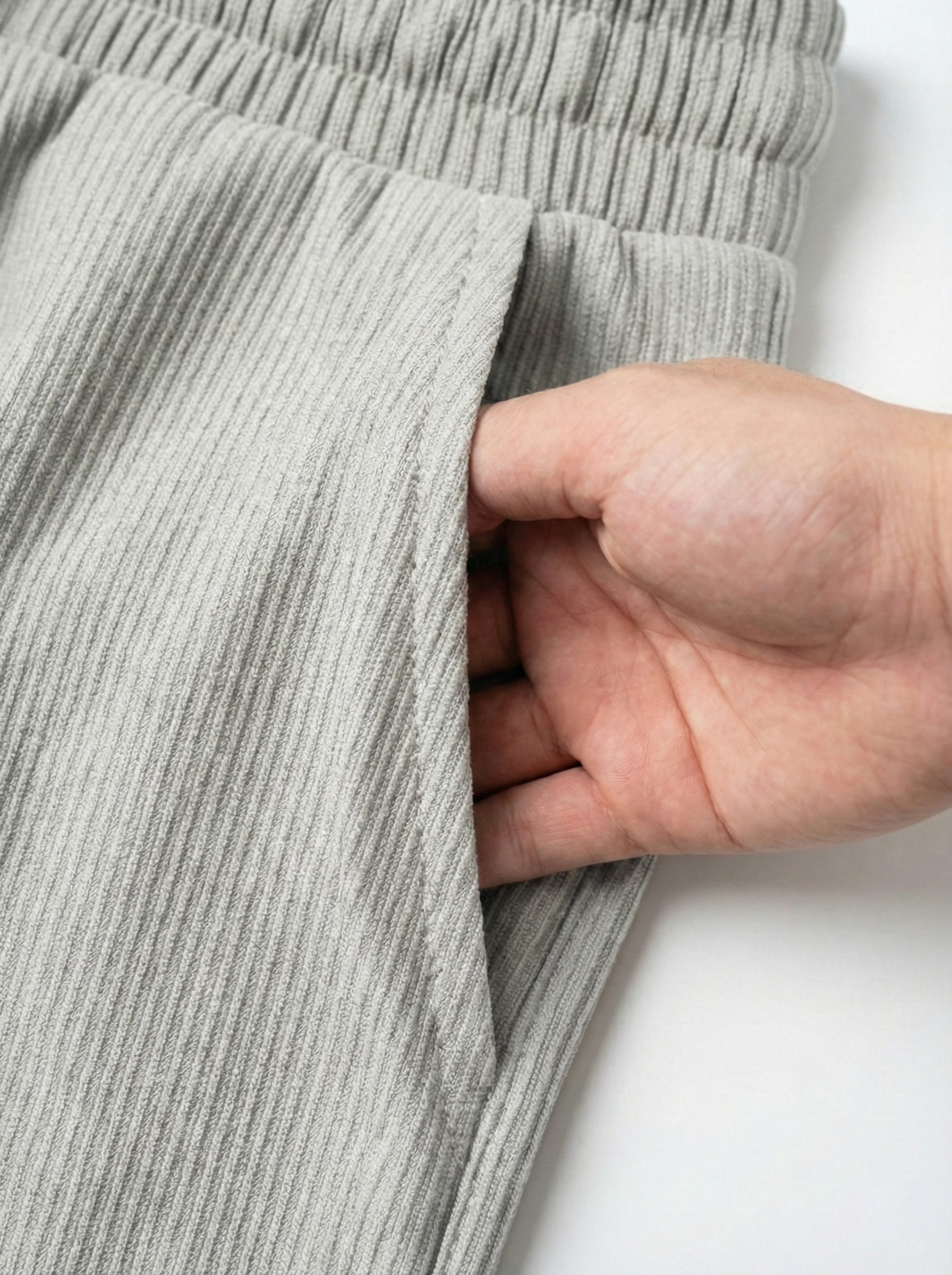 Urban Soft Ribbed Cargo | Baggy Fit Wide Leg Trousers - Stone Grey
