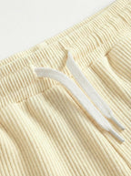 Urban Soft Ribbed Trousers | Baggy Fit Wide Leg - Cream
