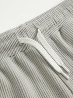 Urban Soft Ribbed Cargo | Baggy Fit Wide Leg Trousers - Stone Grey