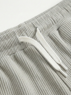 Urban Soft Ribbed Trousers | Baggy Fit Wide Leg - Light Grey