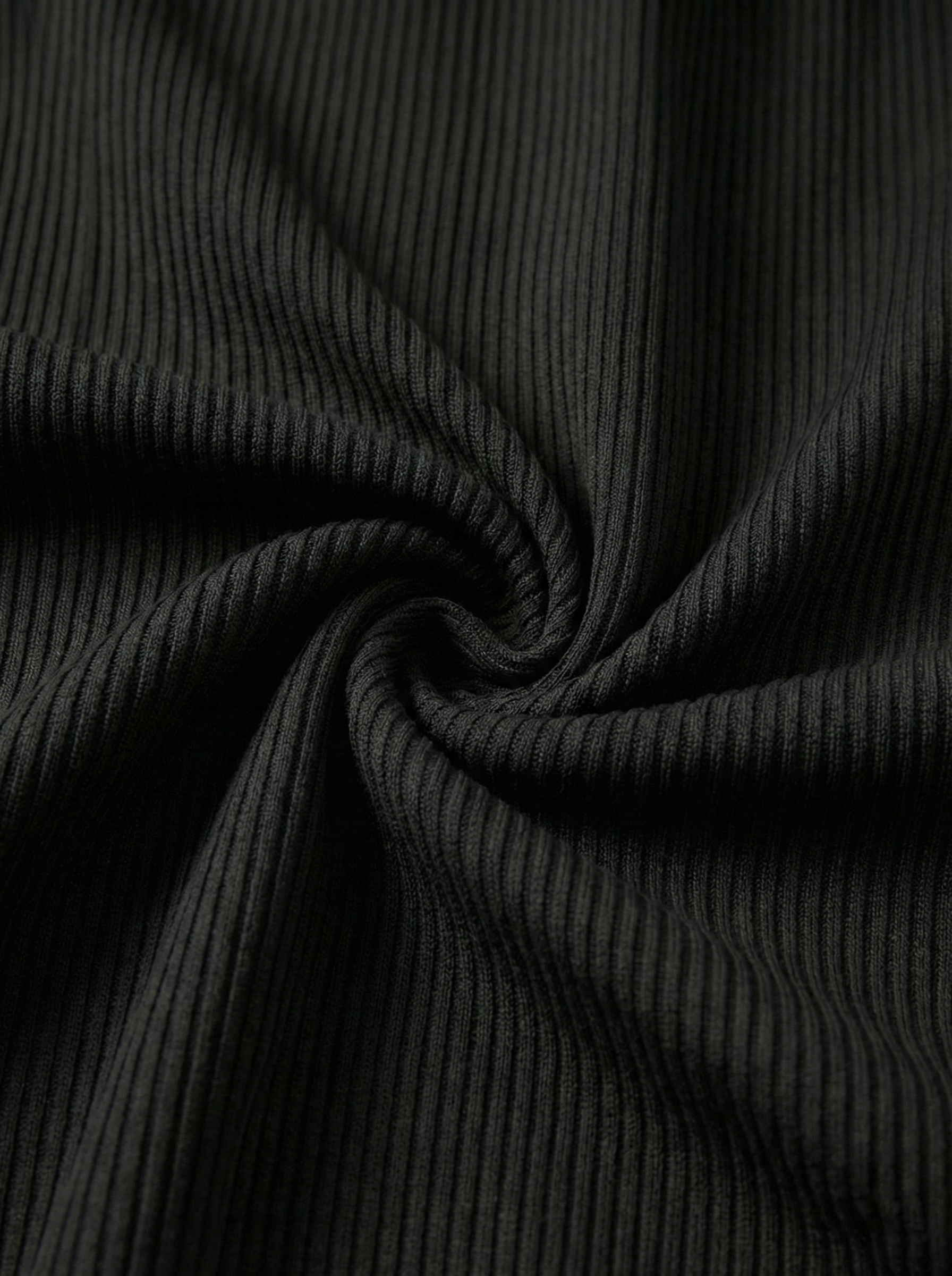 Urban Soft Ribbed Trousers | Baggy Fit Wide Leg - Jet Black