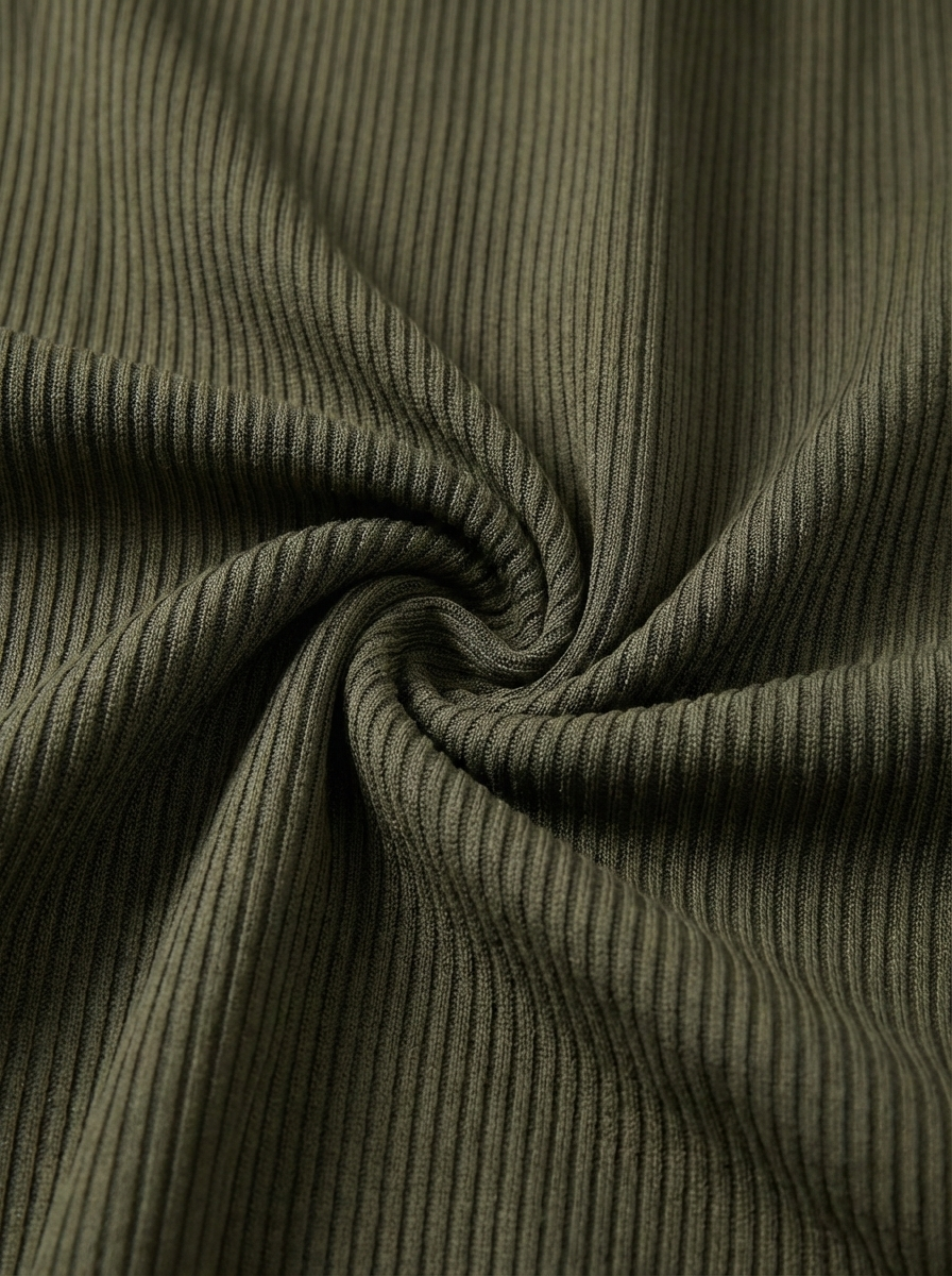 Urban Soft Ribbed Trousers | Baggy Fit Wide Leg - Olive Green