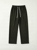 Urban Soft Ribbed Trousers | Baggy Fit Wide Leg - Jet Black