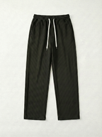 Urban Soft Ribbed Trousers | Baggy Fit Wide Leg - Jet Black