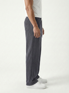 Urban Soft Ribbed Trousers | Baggy Fit Wide Leg - Dark Grey