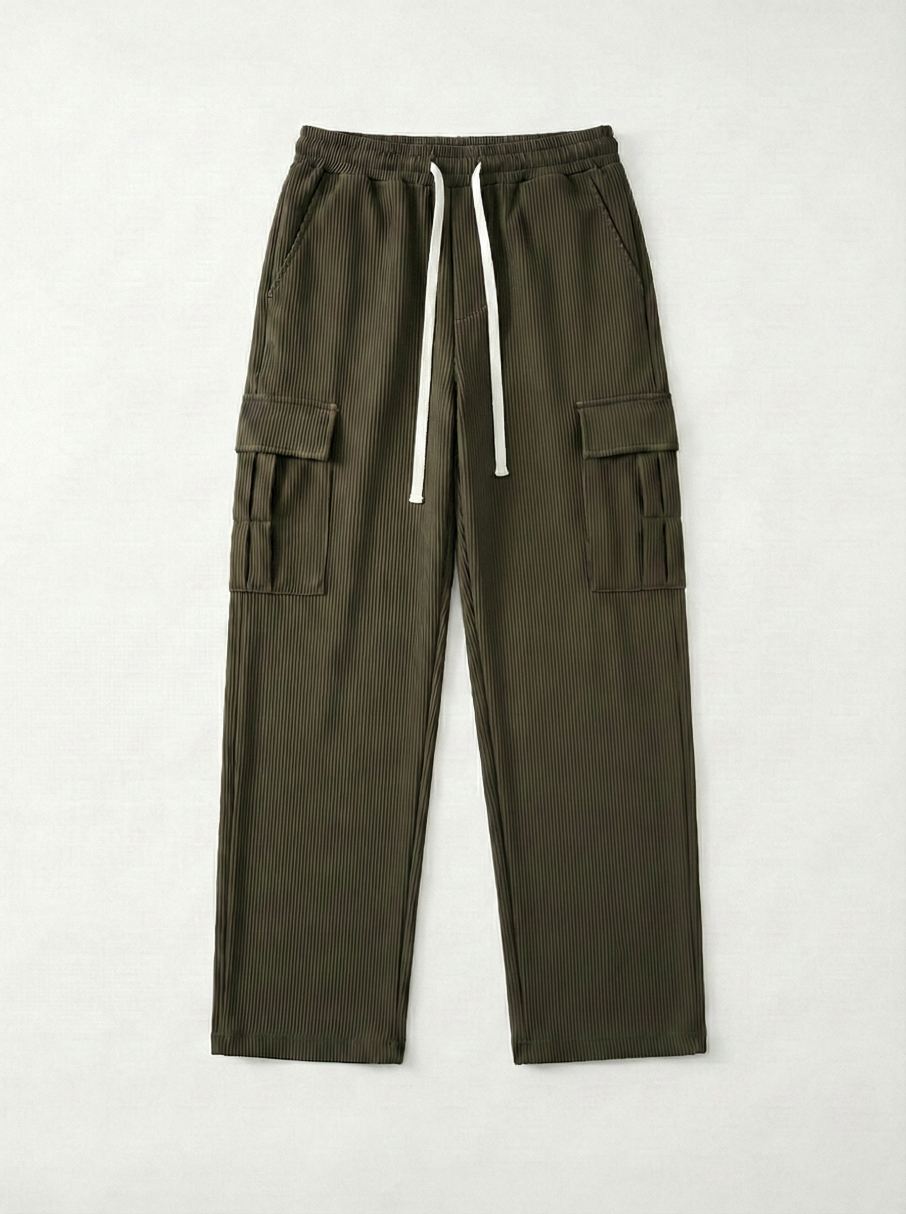 Urban Soft Cord Cargo | Baggy Fit Wide Leg Trousers - Olive Green