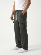 Urban Soft Cord Cargo | Baggy Fit Wide Leg Trousers - Charcoal