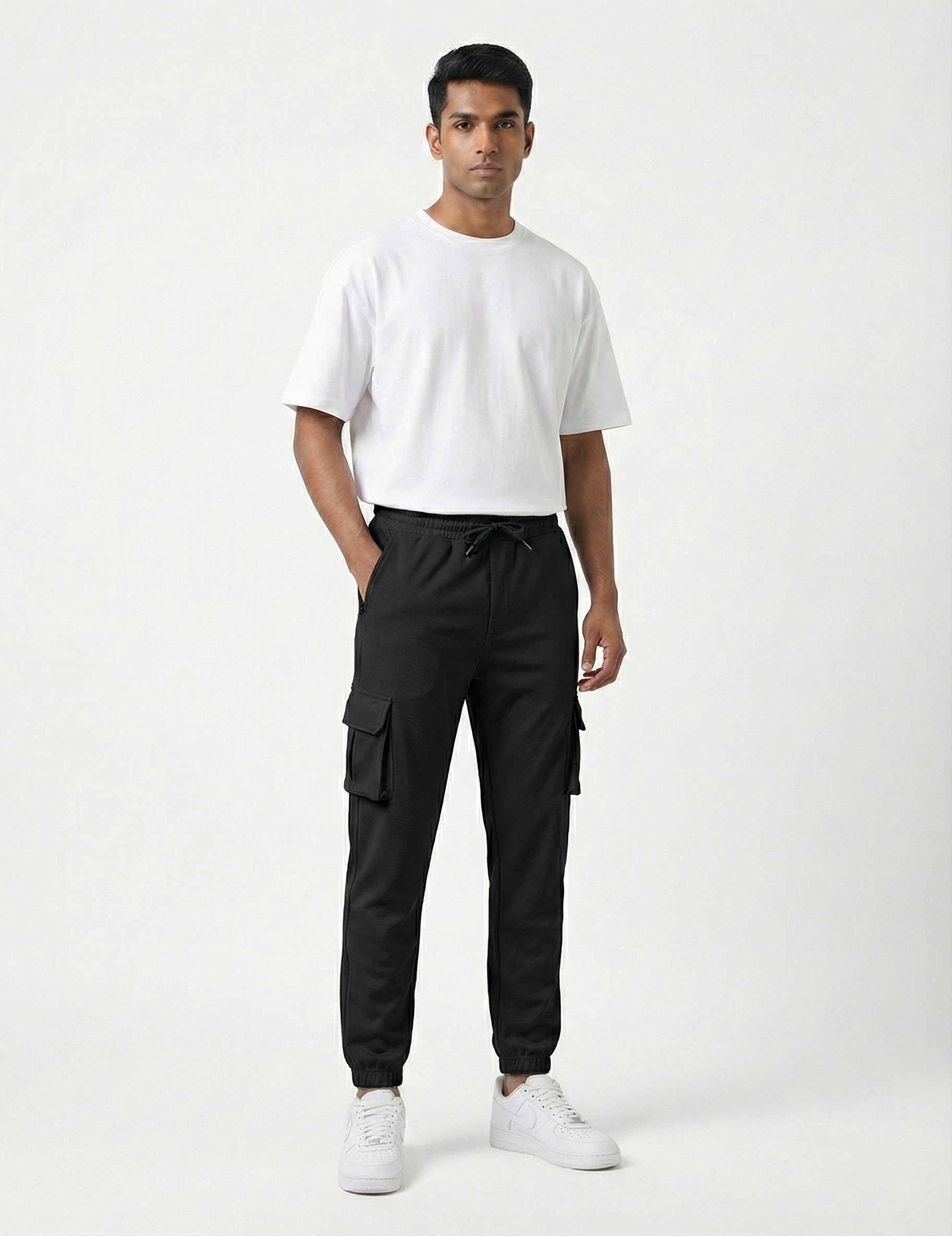 Urban Twill Cargo Jogger | Tapered Fit Utility Pants - Jet Black