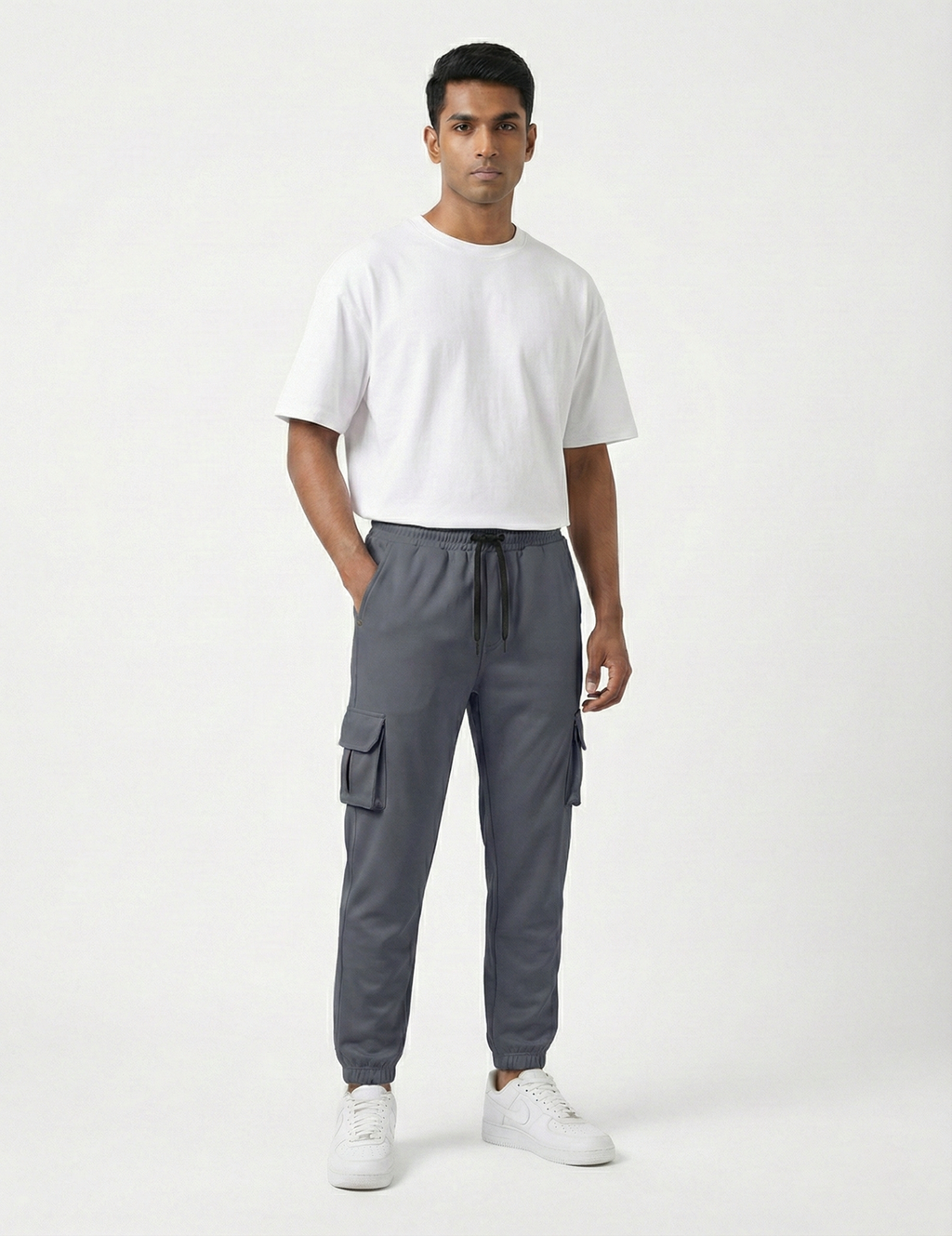 Urban Twill Cargo Jogger | Tapered Fit Utility Pants - Charcoal Grey