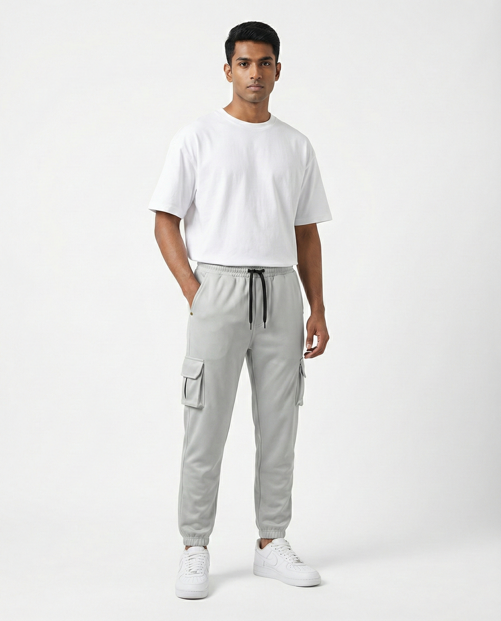 Urban Twill Cargo Jogger | Tapered Fit Utility Pants - Stone Grey