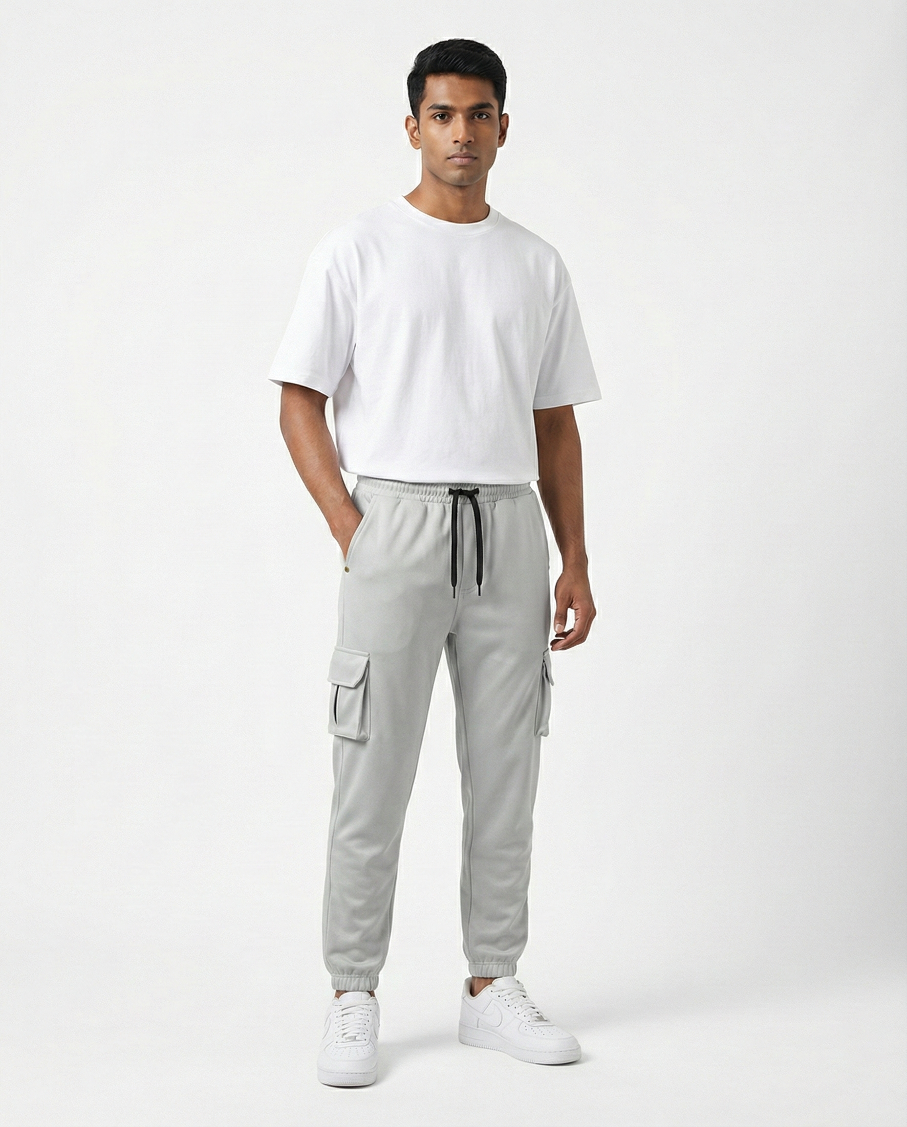 Urban Twill Cargo Jogger | Tapered Fit Utility Pants - Stone Grey
