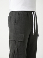 Urban Soft Cord Cargo | Baggy Fit Wide Leg Trousers - Charcoal